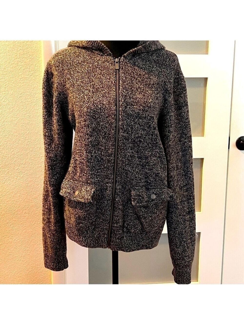 Michael MICHAEL KORS brown knit zip up sweater. Size M